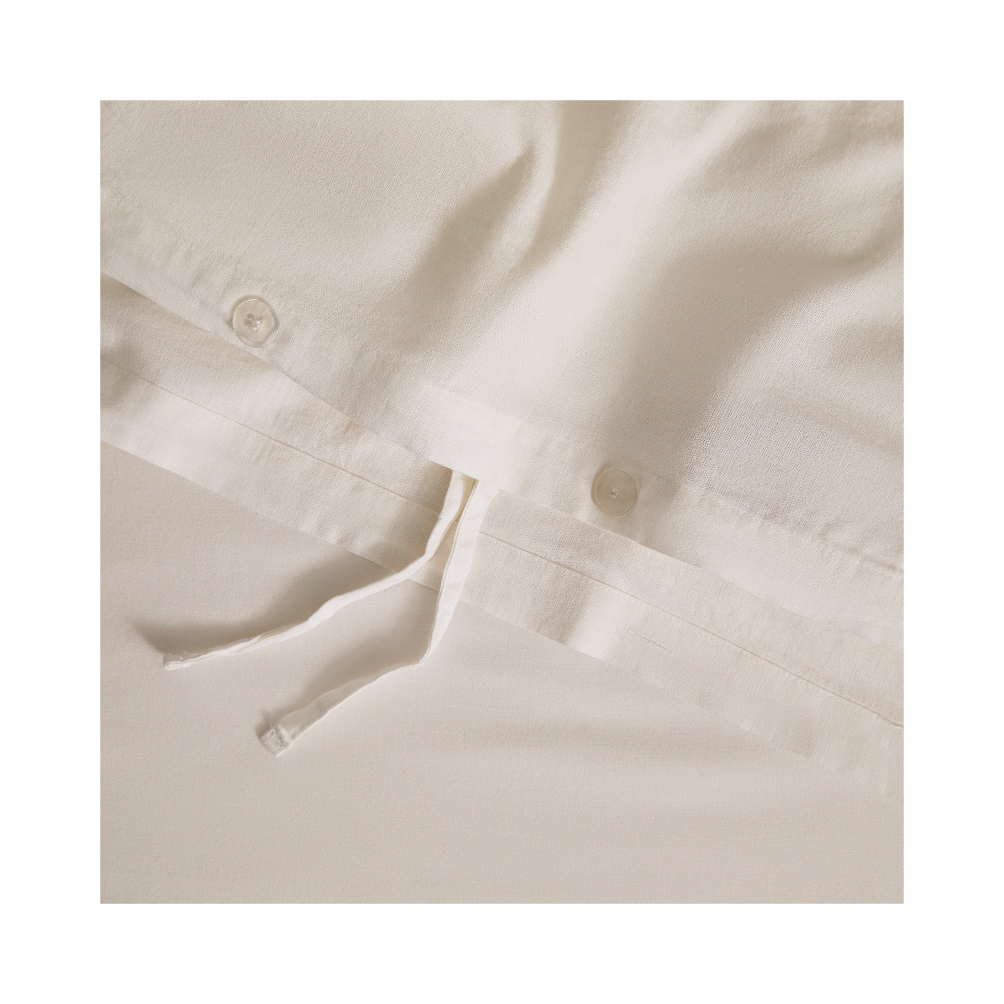 Nena 100% Linen Percale Duvet Cover Set, White, King