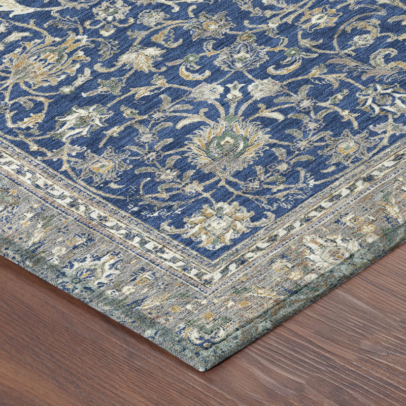 Machine Washable Indoor/Outdoor Chantille ACN2576 Traditional Rug, Navy, 1'8" x 2'6"