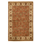 Hand Knotted Wool Oriental Area Rug in Rust And Ivory