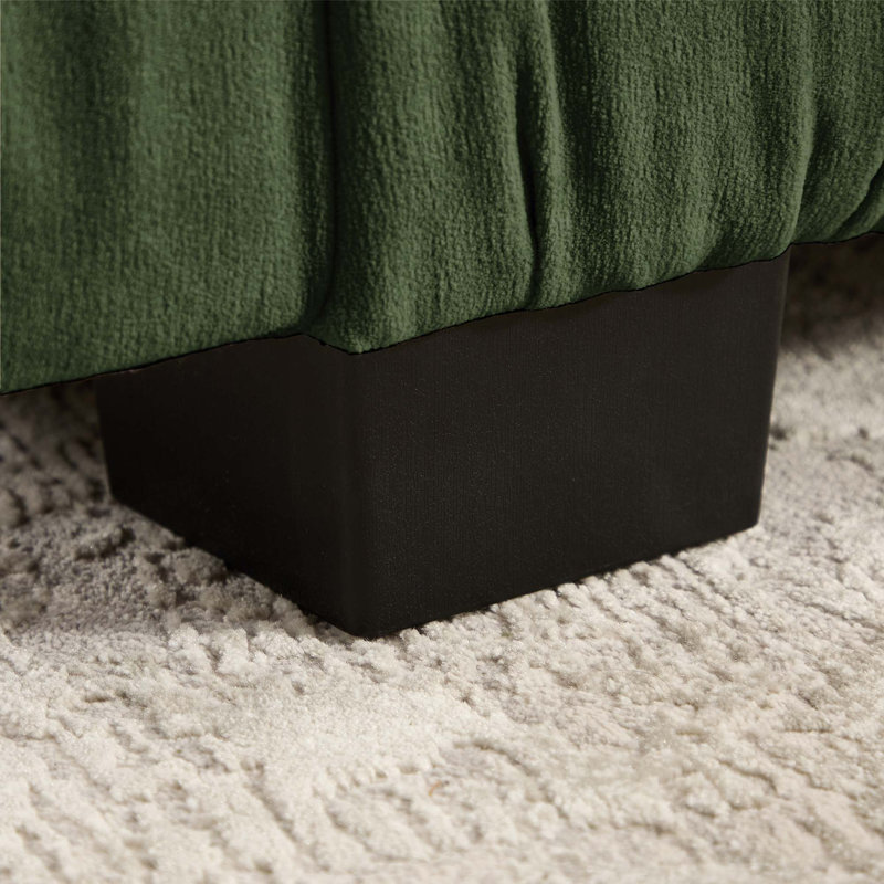 Upholstered Chenille with Ottoman Sectional, Chenille verte, H 34,6 po x l 78,7 po x P 62,2 po, Symétrique