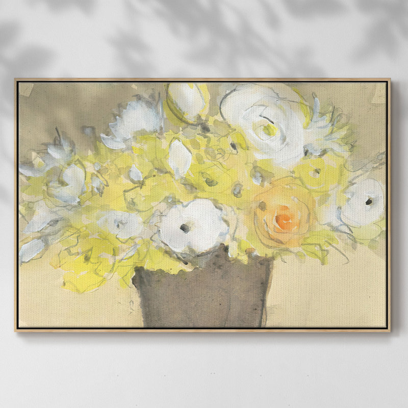 " Table Bouquet II " Painting Print, Natural Wood Framed Canvas, 27" H x 41" W x 2" D