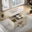 Table basse moderne pliante avec 4 tabourets, 2 tiroirs et un espace de rangement caché 