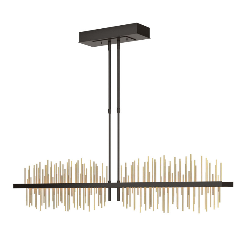 Luminaire suspendu linéaire à 1 lumière pour îlot de cuisine Gossamer, Laiton moderne, Bronze frotté à l'huile