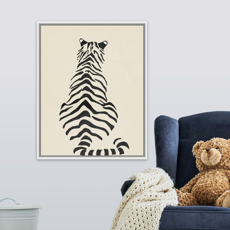 Art encadré pour enfants tiger ii, Cadre pour toile flottant blanc, H 30 po x l 24 po x P 1,2 po