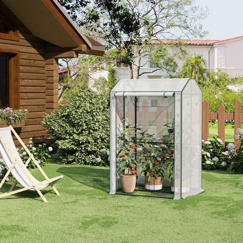 Greenhouse, Reinforced PVC Cover, Steel Frame, Winter Tent for Tomato Herbs Flowers Seedlings Fruit, With Eyelets, 100x83x150cm