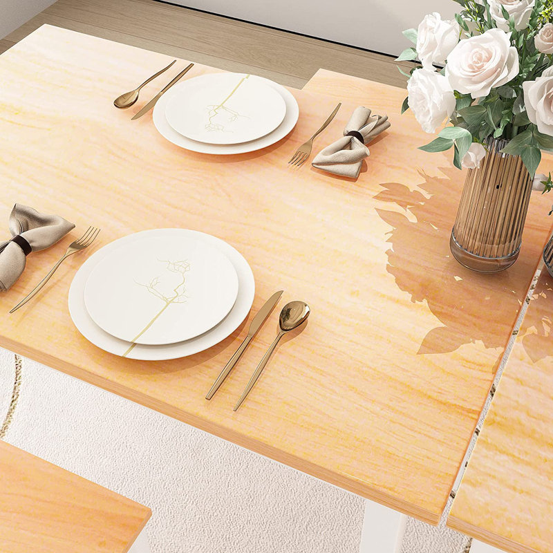 Decima Four Leg Dining Set, Beige/White, White, Beige
