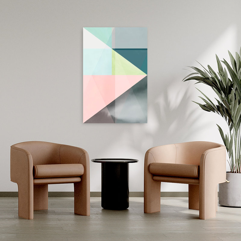 «Geometric Harmony In Pastel Hues II», art mural contemporain abstrait, H 36 po x l 24 po