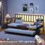 Lit de jour simple avec lit gigogne, structure de lit en métal pour chambre d'amis, peu encombrant, éléments classiques de style moderne, support robuste, rangement inférieur, assemblage facile, construction facile