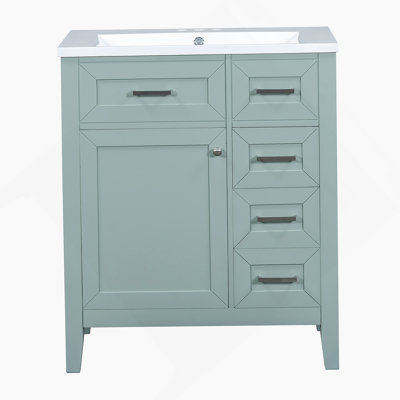 Armoire de meuble-lavabo 30 po avec lavabo et tiroirs, structure solide et panneau de fibres à densité moyenne