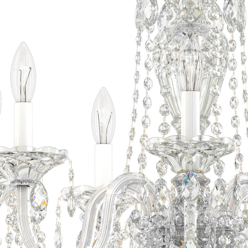 Sterling 7 Light 25in x 26in Chandelier in Silver with Clear Heritage Handcut Crystals, Silver, Czech