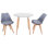 Todmorden 2 Person Dining set - a Round Plastic Dining Table with Wooden Legs and a Set of 2 Faux Leather Cushion Padded Dining Chairs for Dining Room - Modern Dining Table Set