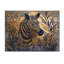 «Golden Aqua Zebra Portrait I», impression sur bois doré moderne sur bois de pin naturel-994724532