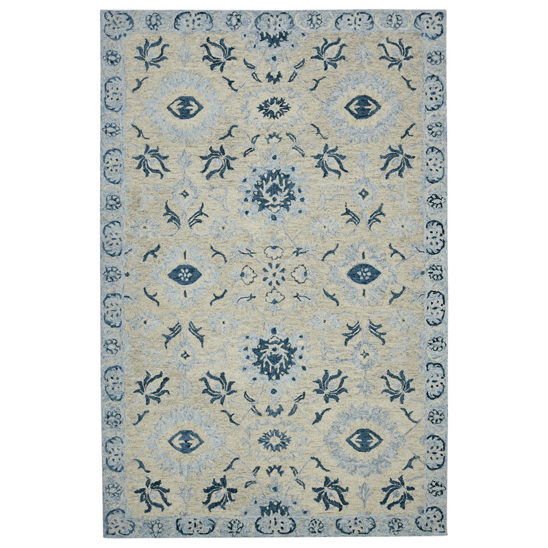 Hand Hooked Wool Floral Indoor Rug, Rectangle 8' x 10'