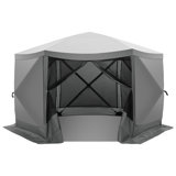 12x12 Pop Up Canopy Gazebo, Outdoor Canopy Tent Screen House with 6 sidewalls and Netting for Camping, Waterproof, UV Resistant, Ez Set-up Party Tent with Carrying Bag and Ground Stakes