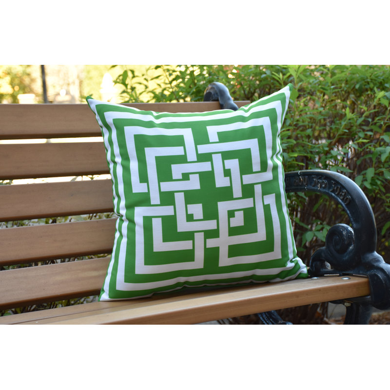 Green Geometric Print 20" x 20" Outdoor Pillow