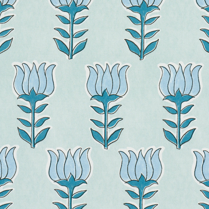 Mia Tulip Fabric, Mineral/Blue