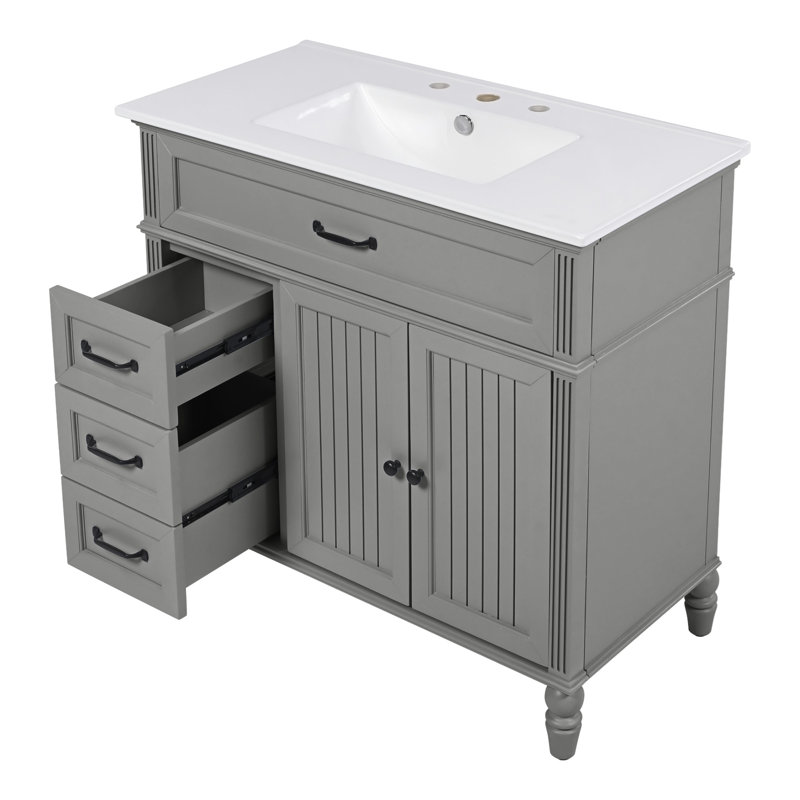Meuble-lavabo 36 po avec lavabo, Gris