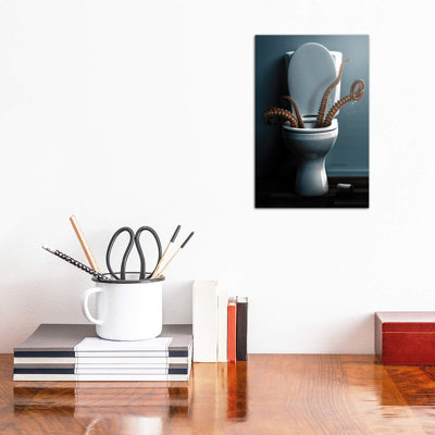 Restroom Disaster by Shaun Ryken - Wrapped Canvas Print