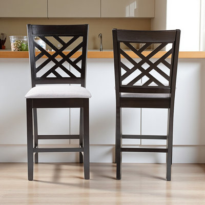 Ioulia Contemporary Gray Fabric Counter Height Pub Chairs, Espresso 42.21'' H X 17.85'' W X 20.04'' D