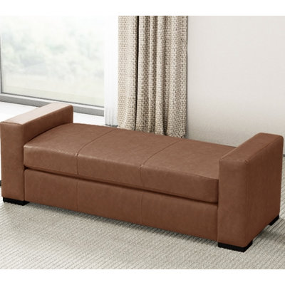 Stylish and Durable Brown Faux Leather Ottoman