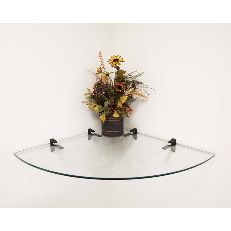 Tablette d'angle en verre Edvin, Noir