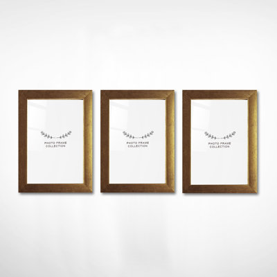 Elegant Gold Photo Frame Set (3 Pieces), 4 x 6 Inches | 100% Durable Plastic, Frame Width: 0.8 Inches | Perfect for Home Decor, Office, or Gift Giving | Stylish and Versatile Design for Any Setting