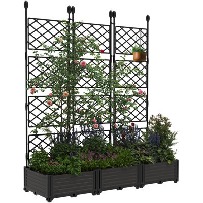 Lit de jardin surélevé avec treillis, structure en métal robuste GarveeHome