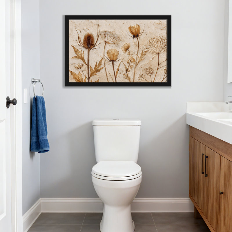 Plantes et fleurs pressées sur fond texturé, H 20 po x l 30 po, Toile tendue, Ne s’applique pas