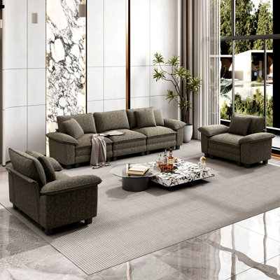 Ensemble de canapé modulaire rembourré 3 pièces, ensemble de canapé surdimensionné avec canapé et fauteuils