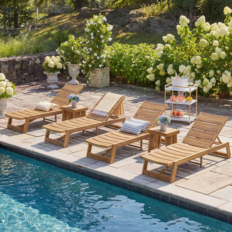 Hubert Outdoor Iron Chaise Lounge Set