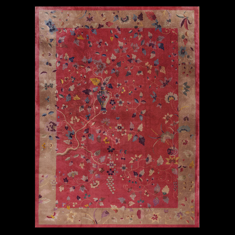 One-of-a-Kind Rectangle 8'11" X 11'7" 1920s Wool Area Rug in