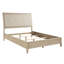 Cadre de grand lit beige avec tête de lit tapissier en similicuir de style classique et rails pour la chambre à coucher-129909198