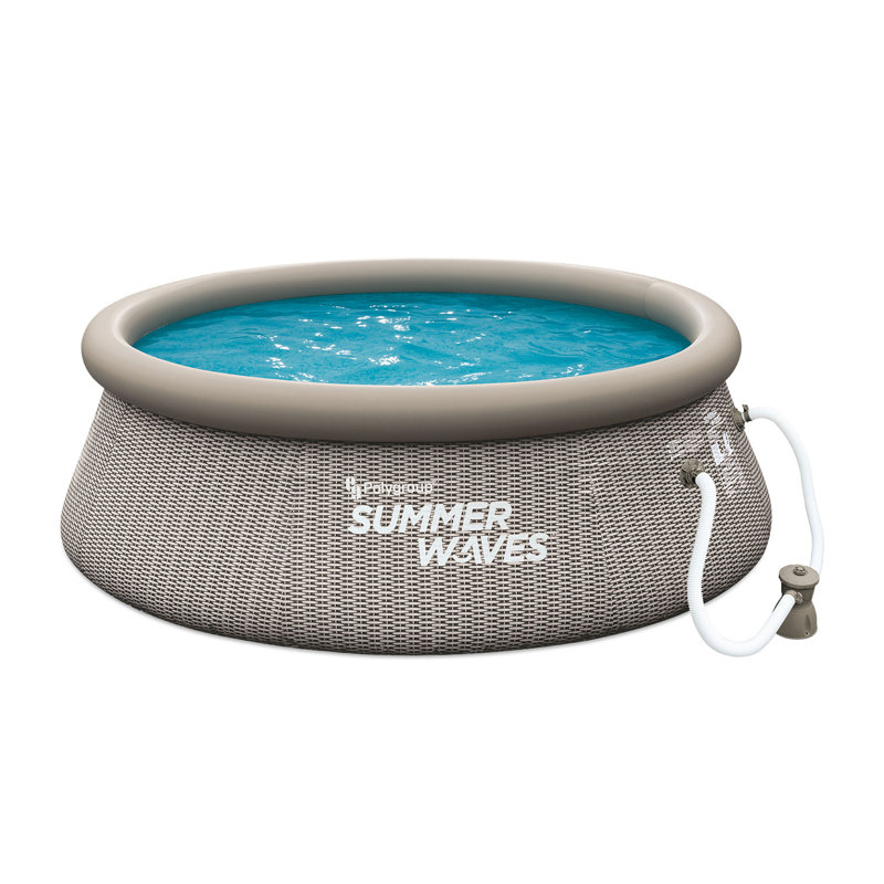 Summer Waves Plastic Round Inflatable Pool 30'' H x 96'' W x 96'' L , with Pump Included