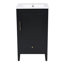 Meuble-lavabo de 20 po avec lavabo, armoire de salle de bain avec porte, tablette de porte et patins réglables, tiroir, noir