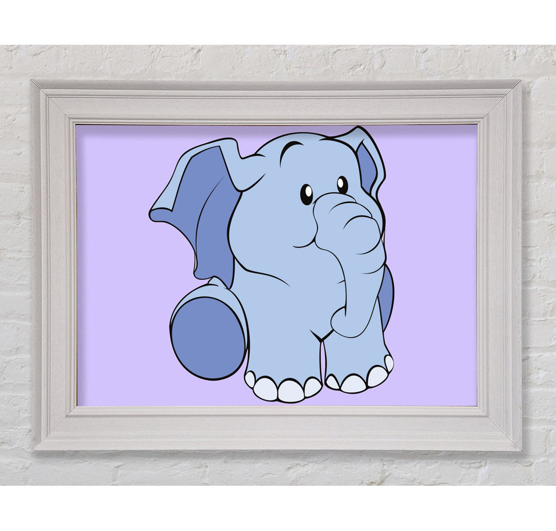 Gerahmtes Wandbild Happy Baby Elephant White