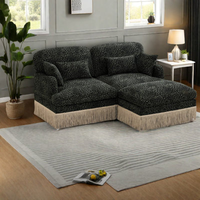 Deep Seat Sofas Chenille Modular Leopard Modern Living Room Home