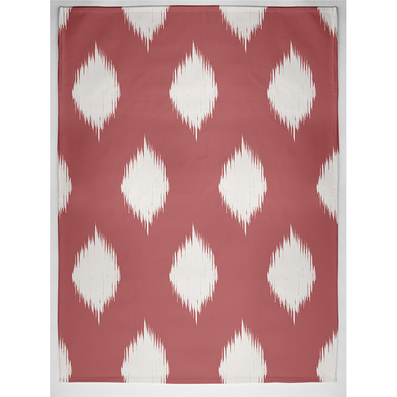 Ikat Dot Throw Blanket, 50" L x 60" W, Burnt (Coral/Off White)
