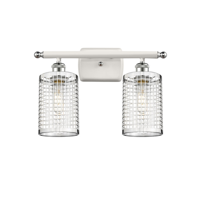 Éclairage pour meuble-lavabo à 2 lumières Jerine, Chrome poli/blanc