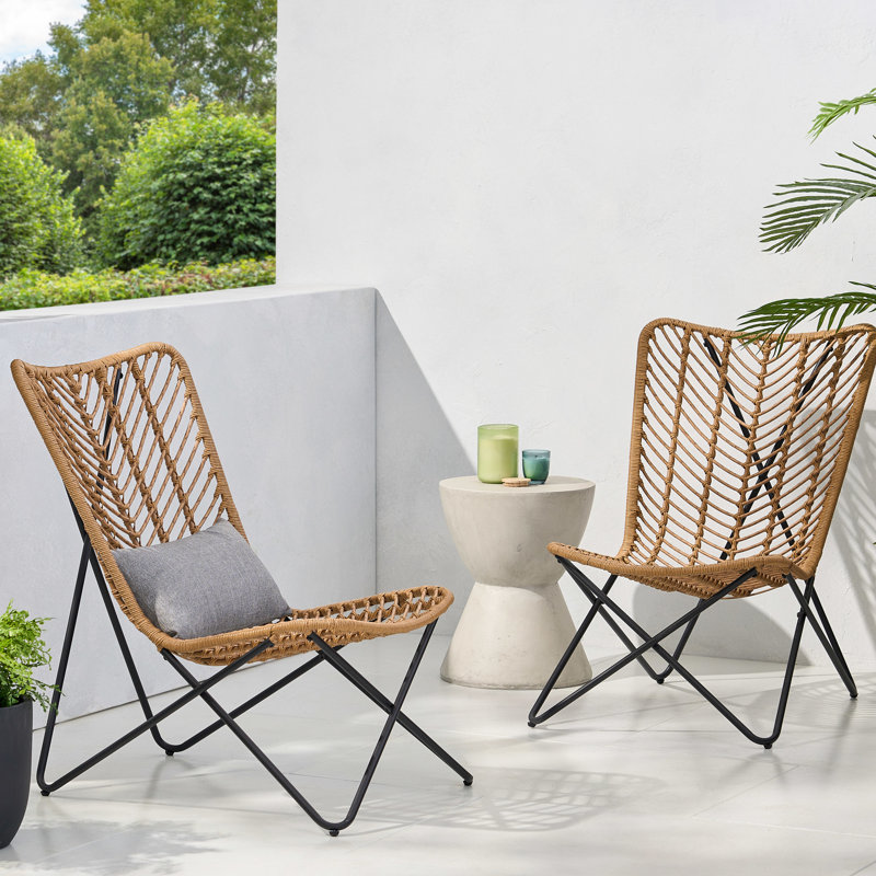 Deux chaises d'appoint brunes - 2 chaises de patio pour l'extérieur avec style, Marron clair