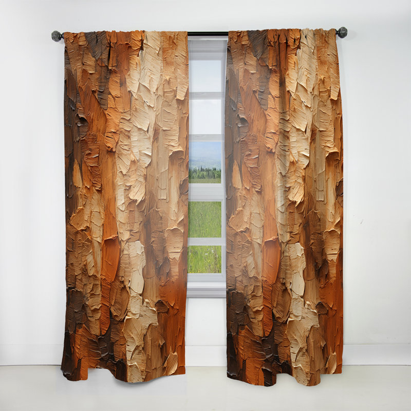 Rideau d'arbre Ryann Brown Tree Bark Essence II - Velours obscurcissant - 1 panneau, L 52 po x L 84 po