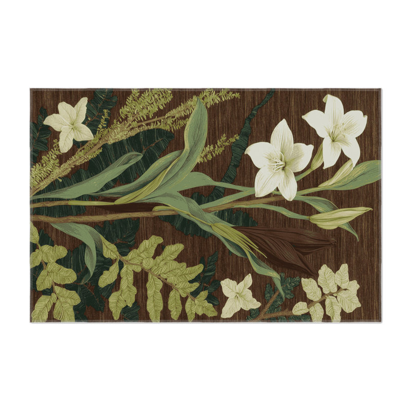 Tapis d'intérieur et d'extérieur brun Botanical, Rectangulaire 3 pi x 5 pi