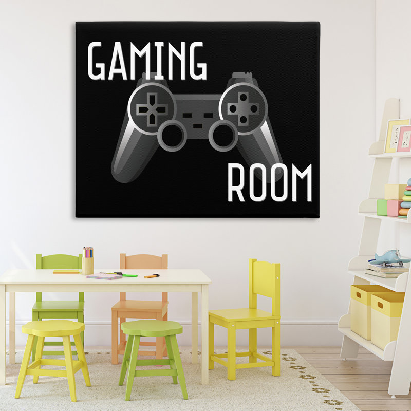 Gaming Room Black Controller Canvas, design by Kim Allen, 36" H x 48" W