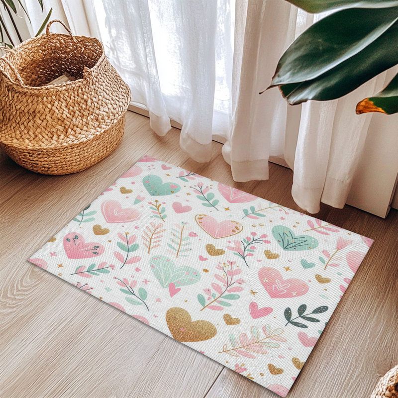 Tapis tressé Tender Heart Bursts, Rectangulaire 3 pi x 5 pi