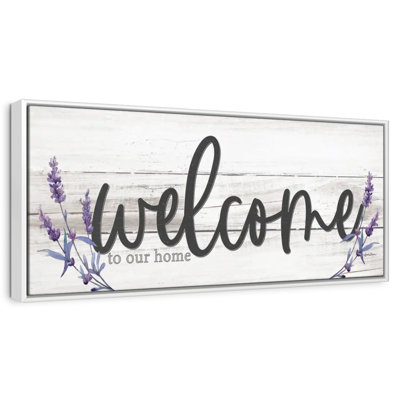 Plaque murale "Welcome to our home" lavande