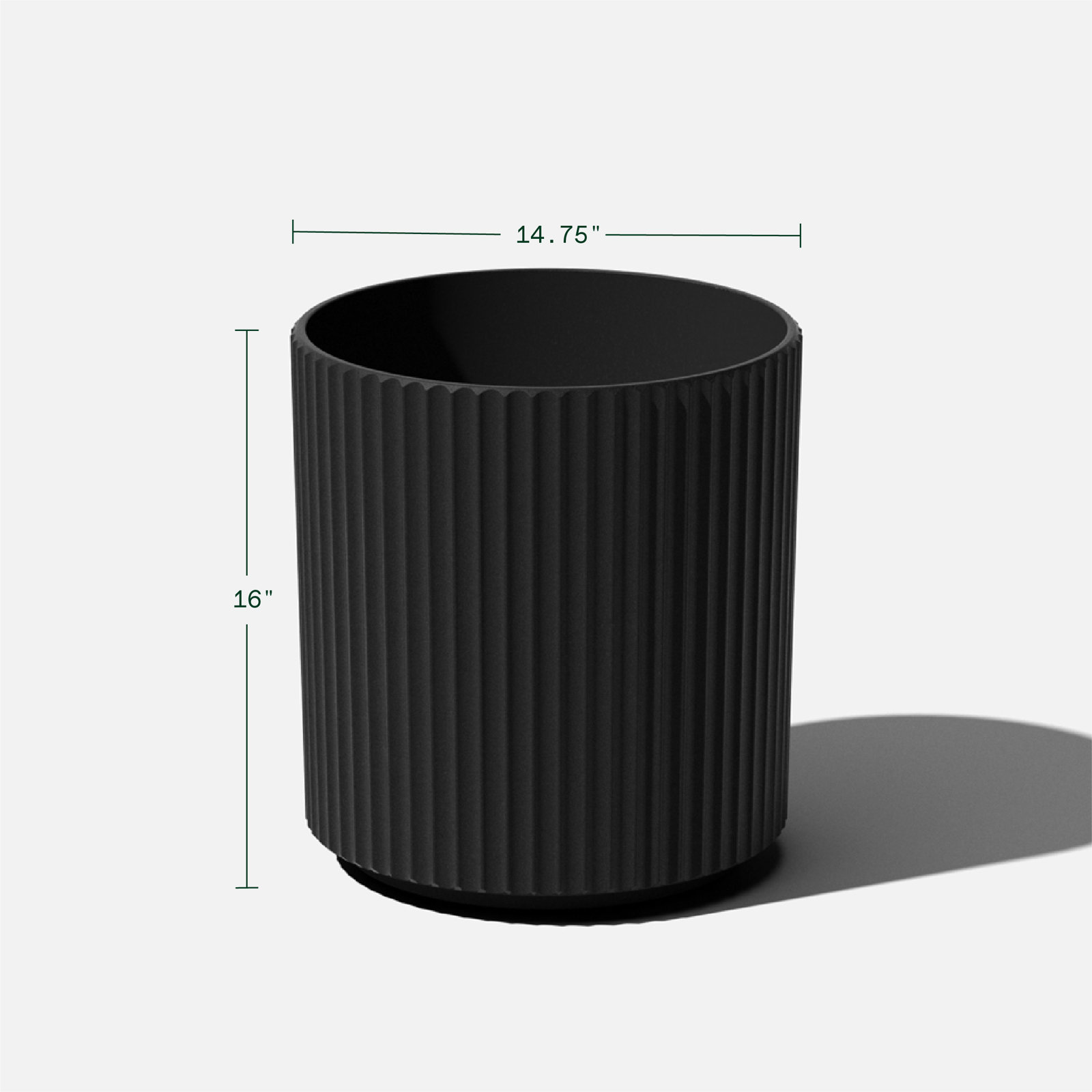 Demi Series 19" Pot Planter, Black, 1, 16" H x 14.75" W x 14.75" D