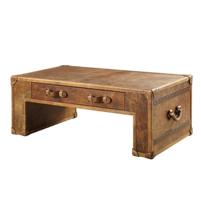 Vintage Leather-Wrapped Coffee Table Coffee Table