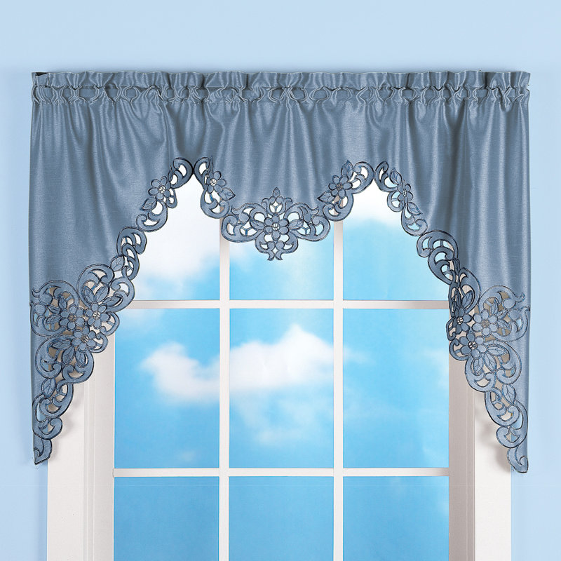Moreau Solid Colour Pointed 58'' W Window Valance, Blue