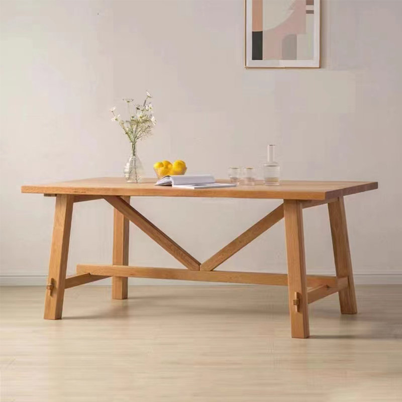 Table de salle à manger en bois massif de style japonais, H 29,5 po x L 62,90 po x l 27,5 po
