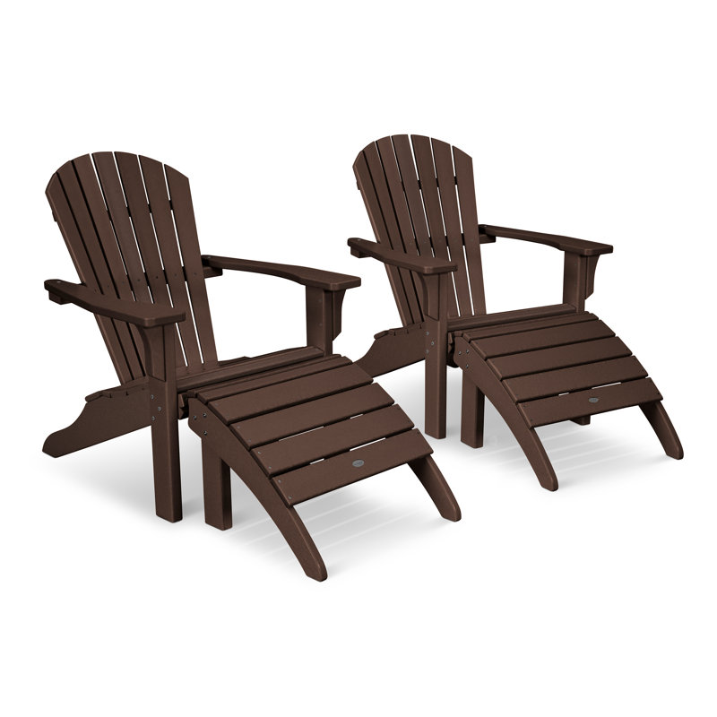 Ensemble Adirondack POLYWOOD Seashell avec repose-pieds, Acajou
