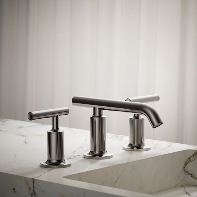 Purist Widespread Bathroom Faucet with Drain Assembly, Vibrant Titanium